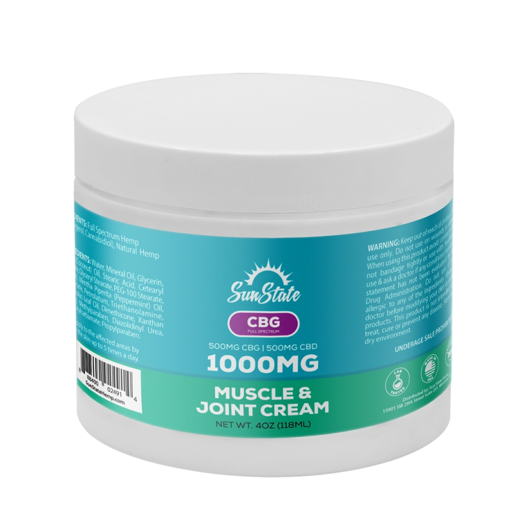CBG/CBD Full Spectrum Muscle and Joint Cream 4oz 1000mg