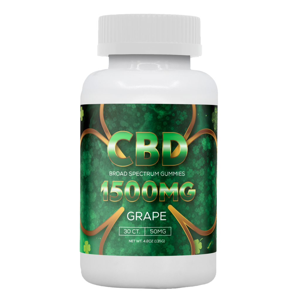 St. Patrick's Day - CBD - Broad Spectrum Infused Gummies 50mg - 30ct - 1500mg - Grape