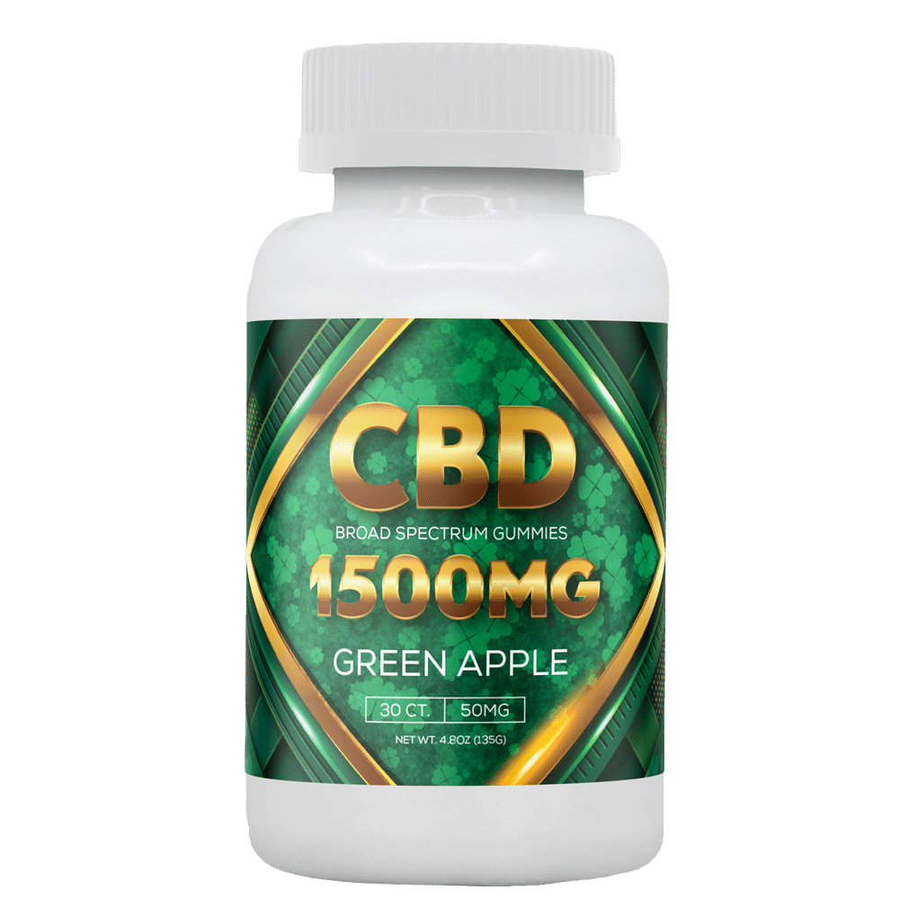 St. Patrick's Day - CBD - Broad Spectrum Infused Gummies 50mg - 30ct - 1500mg - Green Apple